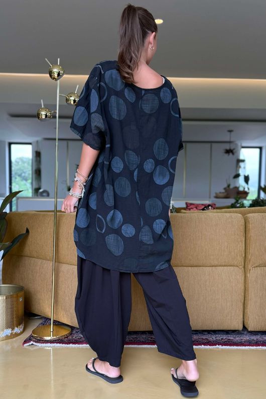 Made in Italy Praia da Marinha Pure Cotton Top Black